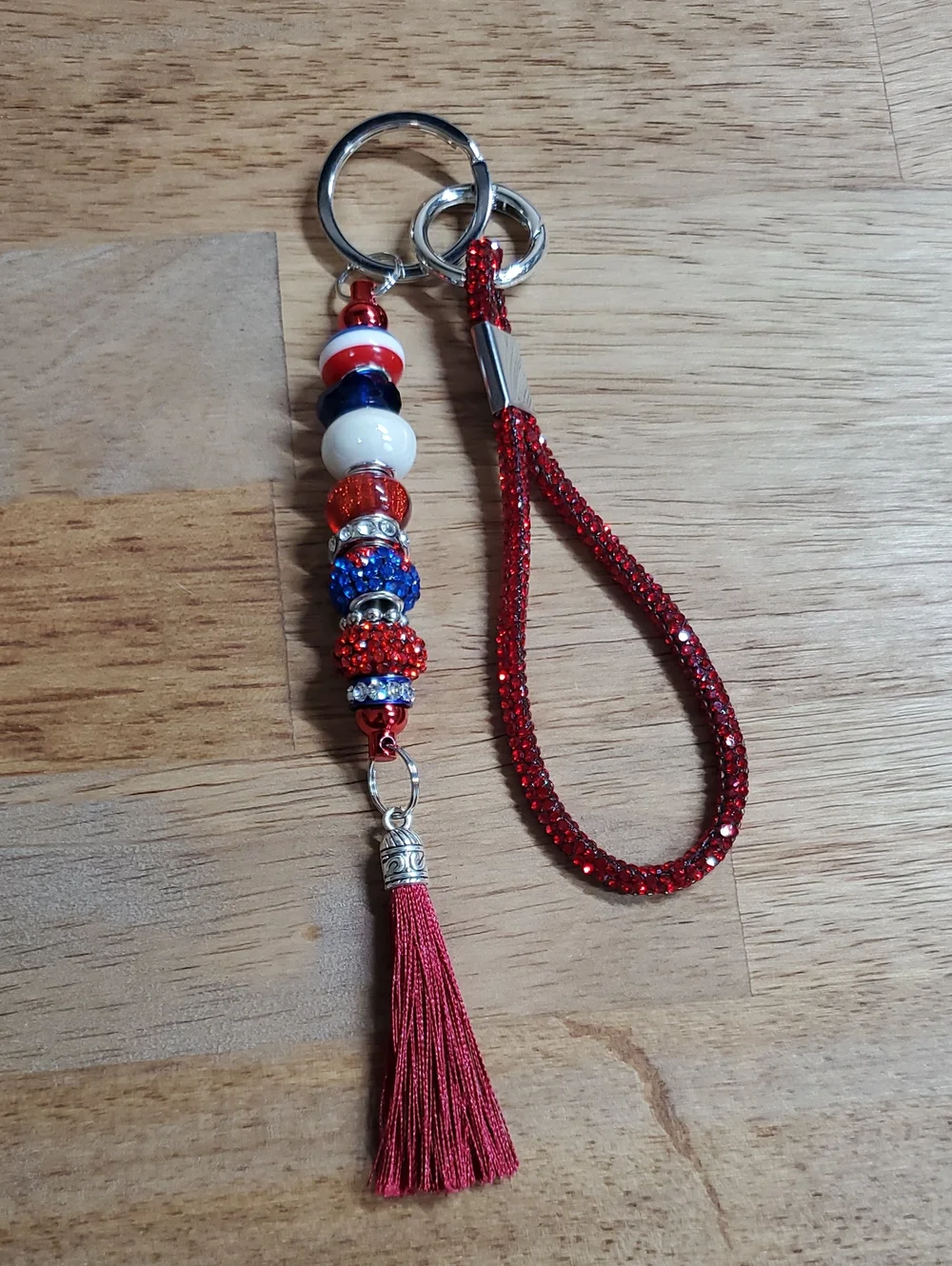 Red Beaded Tassel Keychain Wristlet